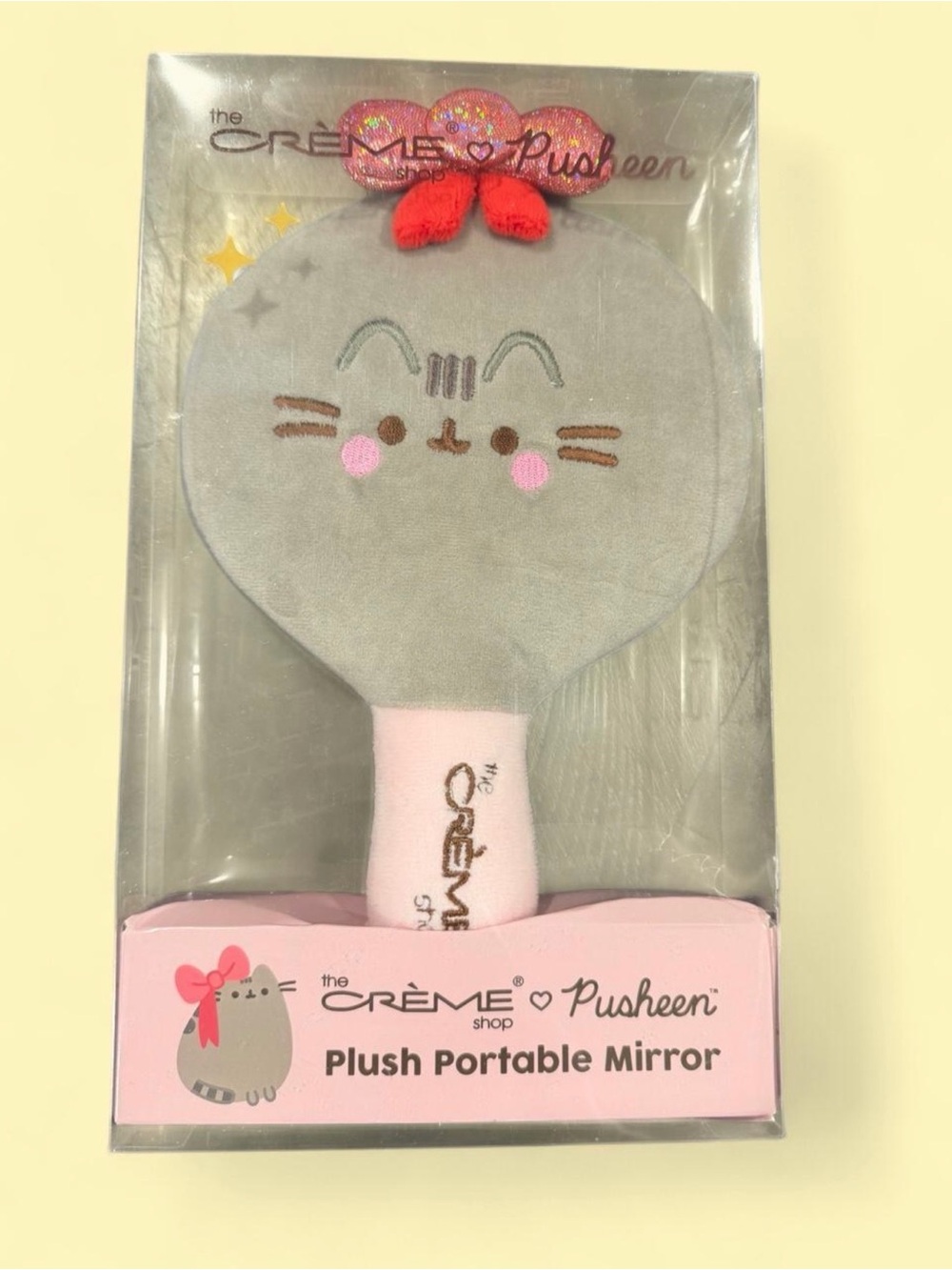 Pusheen Plush Portable Mirror by The Crème Shop - Gray/Pink